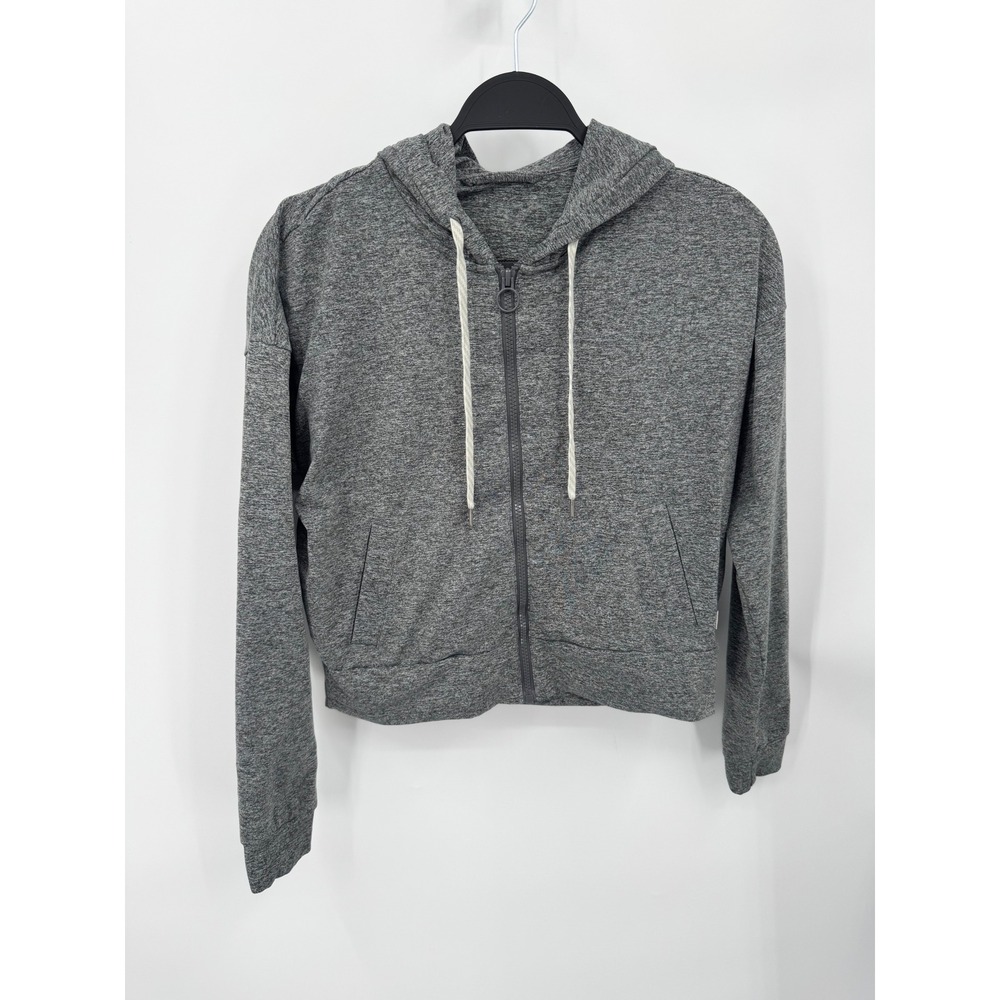 Vuori Halo Essential Hoodie Womens Small Gray Cropped Full Zip VW295